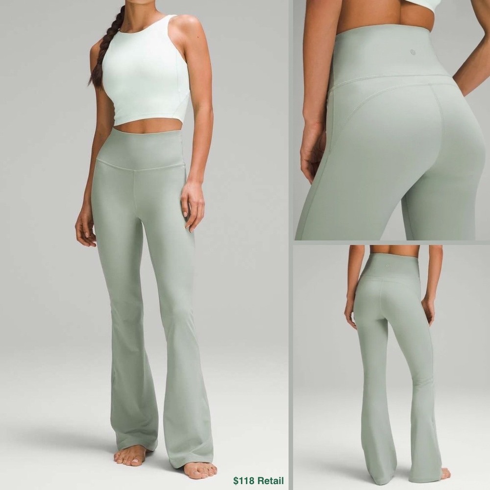 LULULEMON Groove Super-High-Rise Flare Pant Sze 10 Green Yoga Athleisure Stretch
